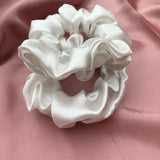 White Ivory Silk Scrunchie | Set of 2