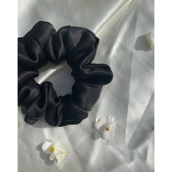 Black Silk Scrunchie | Set of 2