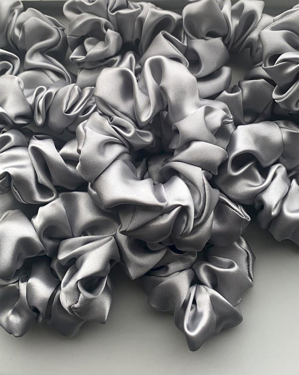 Silver Silk Scrunchie | Set of 2